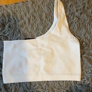 white one shoulder top